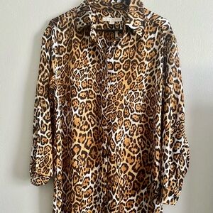 Boston Proper belted smock dress animal print